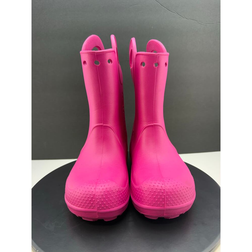 CROCS Handle It Rain Boot Junior Size J2 Pink Lightweight Waterproof Boots - Picture 2 of 8